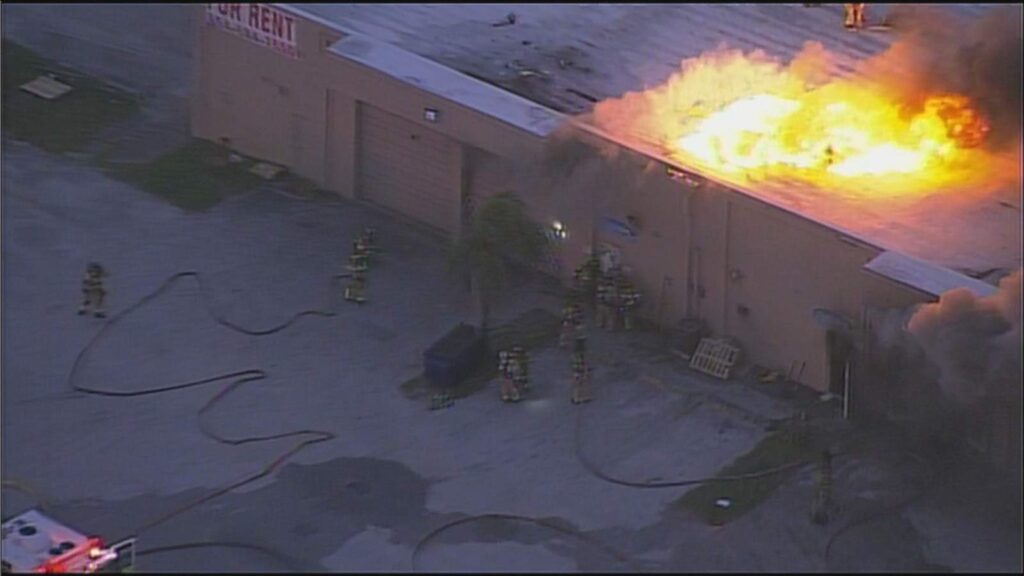 Fire erupts at warehouse in northeast Miami-Dade