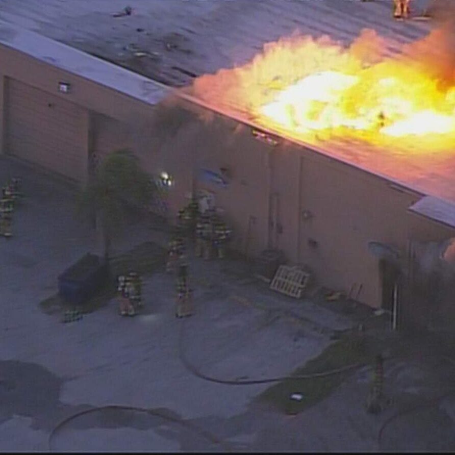 Fire erupts at warehouse in northeast Miami-Dade