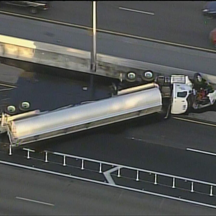 Tanker truck rolls over, spills 9,000 gallons of fuel on I-95