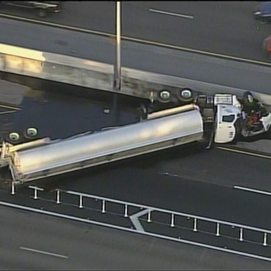 Tanker truck rolls over, spills 9,000 gallons of fuel on I-95