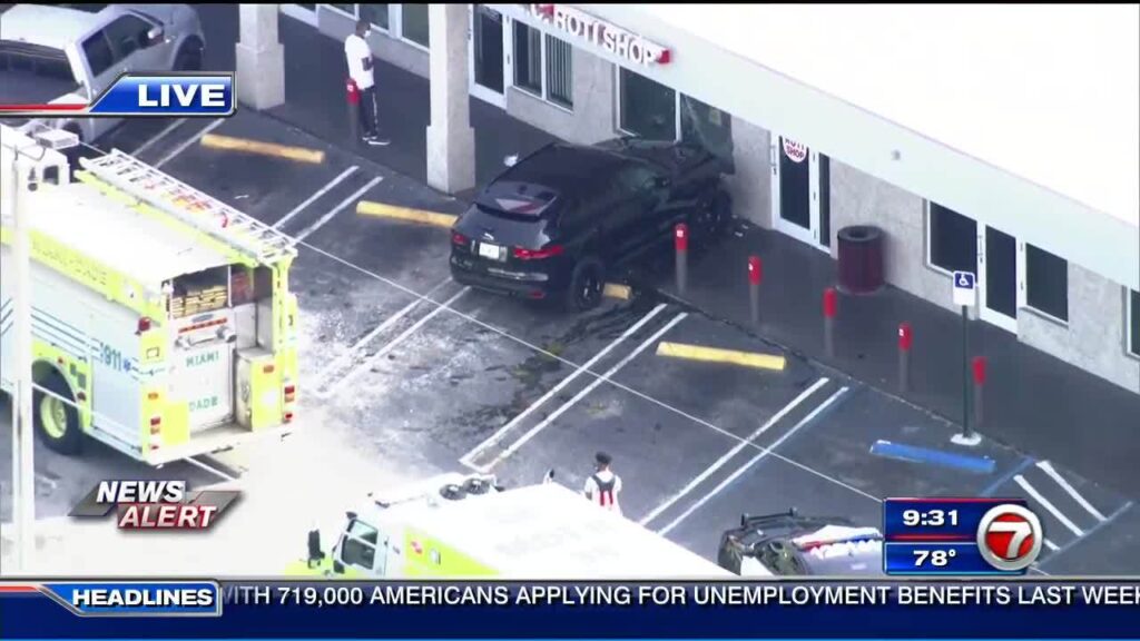 1 transported after SUV crashes into Miami Gardens business
