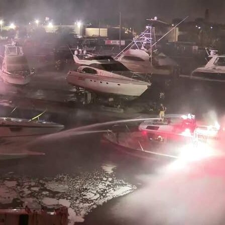 2 yachts catch fire near NW 22nd Avenue bridge in Miami